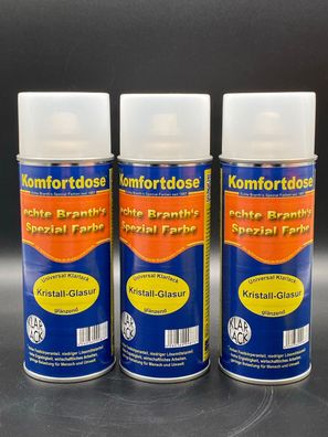 3x Branth`s Kristall-Glasur 400 ml Spraydose klarer Acryl-Lack Klarlack glänzend