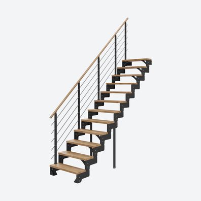 Dolle Modultreppe Gardentop Innen Eiche 12 Stufen 216-264cm Geschosshoehe 85cm Stufe