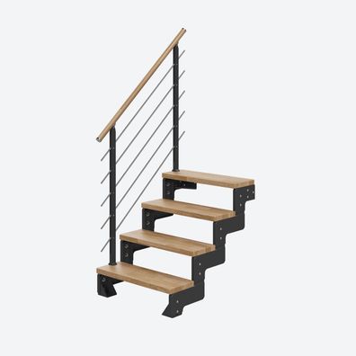 Dolle Modultreppe Gardentop Innen Eiche 4 Stufen 72-88cm Geschosshoehe 75cm Stufenbr