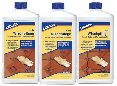 Lithofin Cotto Wischpflege für Cotto-Terracottaböden 3x1Liter