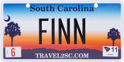 USA Kennzeichen mit Namen, Blechschild, FINN , SOUTH Carolina , (34)