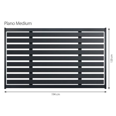 Minka Zaunserie Plano Medium 194 x 120cm Aluminium Gartenzaun in Anthrazit