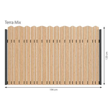 Minka Zaunserie Terra Mix 194 x 120cm Laerchenholz Gartenzaun mit Aluminiumrahmen in