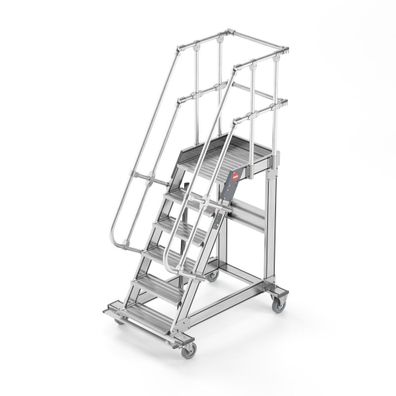 Hailo fahrbare Plattformtreppe Neigung 45EUR Stufenbreite 800mm 9 Stufen