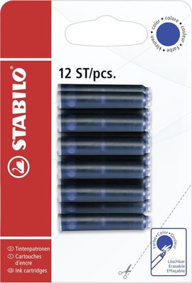 Tintenpatronen zum Nachfüllen - Stabilo Refill - 12er Pack - blau (löschbar)