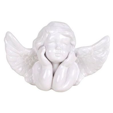 Deko-Engel weiß glänzend Schutzengel Engelsfigur Dekoengel Dekofigur H17,5cm
