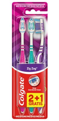 6x Colgate Zahnbürsten 3er Zig Zag Medium Reiniger Hand Mundhygiene Pflege Zähne
