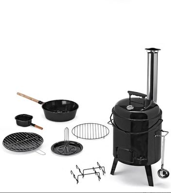 Eintopf-Ofen 4 in 1 Stahl für Kochen Braten Backen Räuchern