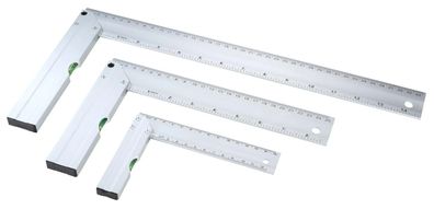 3-teiliges Anschlagwinkel-Set mit Libelle 15-40 cm Aluminium