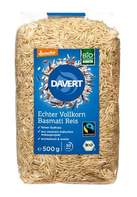 6x Davert demeter Echter Basmati Reis Vollkornreis Fairtrade 500g 500g