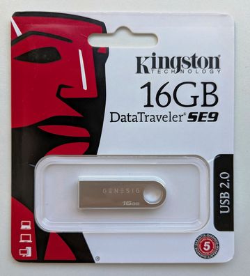 NEU: 16GB Kingston DataTraveler SE9 Silver USB-Stick DTSE9H/16