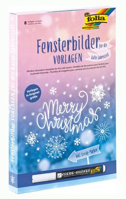 folia 39129 - Fensterbilder Vorlagen für die KALTE Jahreszeit, inkl. 8 Malvorlagen un