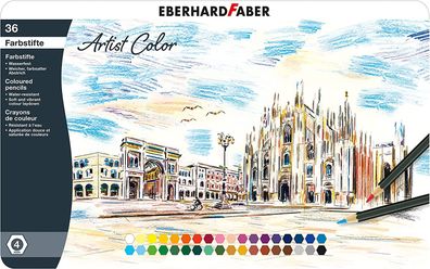 Eberhard Faber 516036 - Artist Color Aquarellfarbstifte in 36 Farben, runde Form, mit