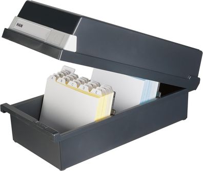 HAN Karteikasten DIN A6 quer, Lernbox, attraktives Design für 1.300 Karteikarten mit