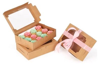 BELLE VOUS Cupcake-Boxen mit Sichtfenster - 20er Set 20×13×5 cm