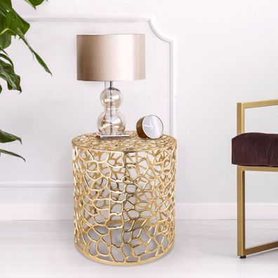 Beistelltisch Metall Dekotisch ø 40 x 46 cm rund Agadir gold Aluminium Korallen-De