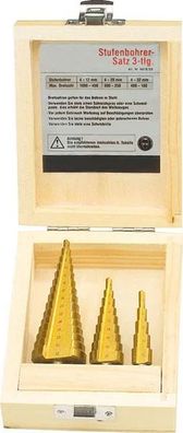 Stufenbohrer 3-teilig titanbeschichtet 4-32 mm