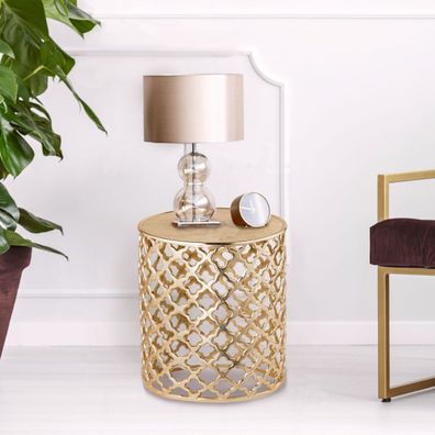 Dekotisch Metall Beistelltisch ø 40 x 45 cm rund Kairo gold Aluminium Orientalisch