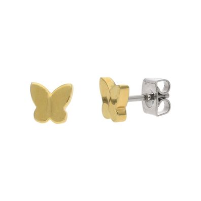 Boccia Schmuck Kinder-Ohrringe Titan Ohrstecker Schmetterling Goldfarben 05091-02