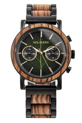 Holzkern Herrenuhr Quarz Chronograph Askja Blatt/Zebrano