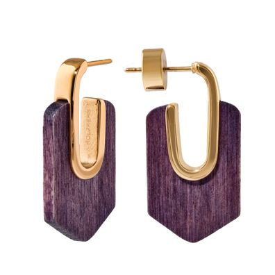 Holzkern Schmuck Damen-Ohrringe Ohrstecker Sequoia Amaranth/Goldfarben