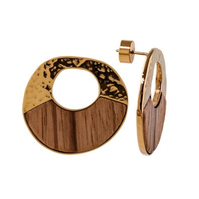 Holzkern Schmuck Damen-Ohrstecker Sequoia Ohrringe Zebrano/Goldfarben I