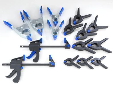 16tlg Klemmen Zwingen Set Federzwingen Metallklemmen