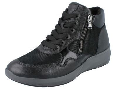 Waldläufer M-Tonia Damen Stiefelette schwarz Vega Lederkombiantion