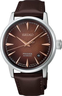 Seiko Presage Automatik Uhr Cocktail Time HCB003J1 Edelstahl, Leder, Braun