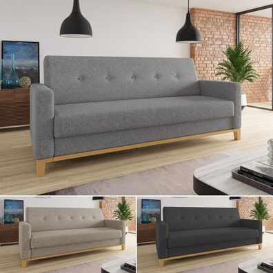 Sofa Wood mit Schlaffunktion - Schlafsofa mit Bettkasten, Bettsofa, Massivholz, Couch
