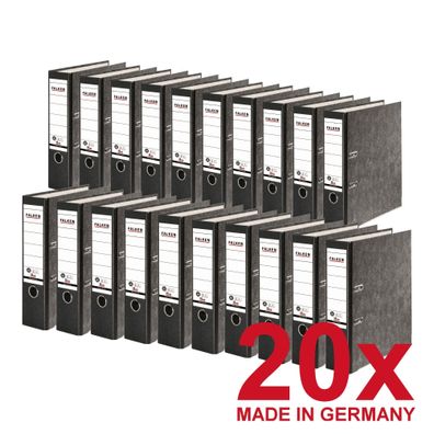 20x FALKEN Recycling Ordner DIN-A4, 8cm Wolkenmarmor schwarzer Rücken Ringordner Akte