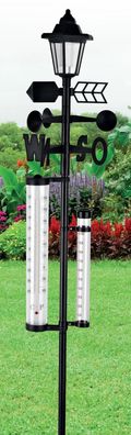 Solar Wetterstation 5in1 Laterne 158cm Schwarz
