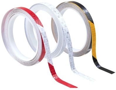 Reflektierende Klebebänder 3er Set 8m gelb/schwarz rot/weiß weiß