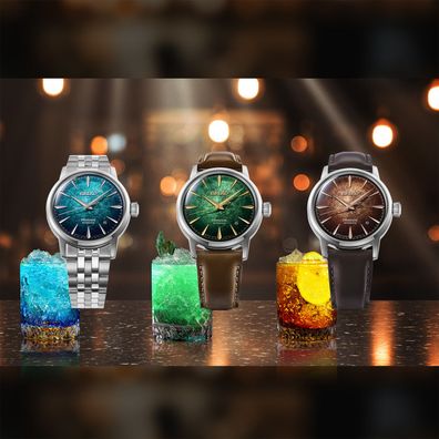 Seiko Presage Automatik Uhr Cocktail time HCB002J1 Edelstahl, Leder, Grün