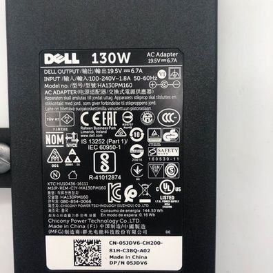 Dell 130W Netzteil 19,5V Ladegerät 6,7A Charger HA130PM160 with Power Cord