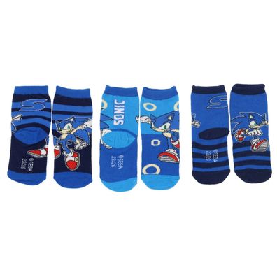 Sonic 3er-Pack Socken Coole Strümpfe & Söckchen für Kinder - Größe: 23/26