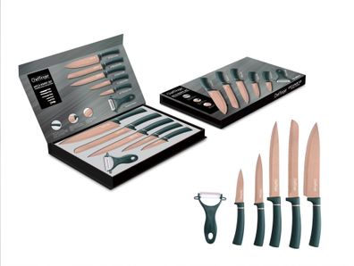 6 teiliges Messerset Gold Edtition (5 Messer & 1 Sparschäler) in Klappbo