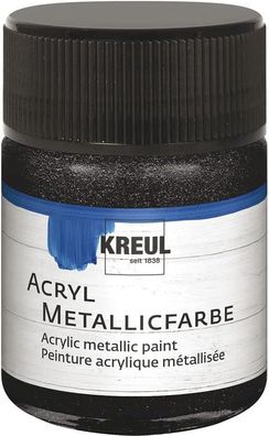 KREUL 77585 - Acryl Metallicfarbe, 50 ml Glas in metallic schwarz, glamouröse Acrylfa