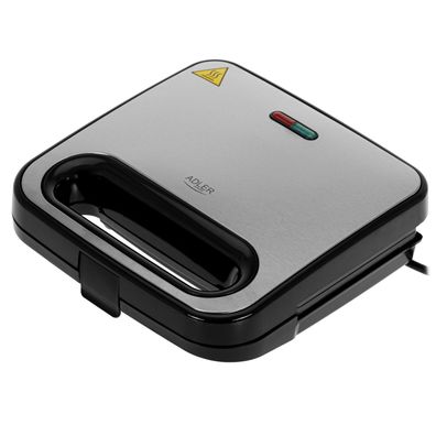 Adler AD 3076 Sandwichmaker 1000 W mit Antihaft-Beschichtung - Schwarz/Silber
