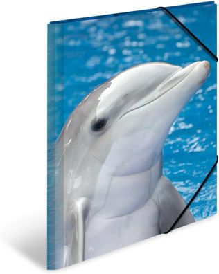 HERMA Sammelmappe A3 Delfine, Kinder Eckspanner-Mappe aus Kunststoff mit Tier Motiv,