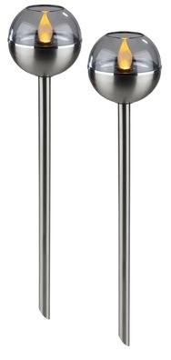 Solar Flackerleuchten Amber 2er Set IP44 Garten