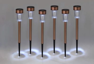 Solarleuchten Edelstahl Kupferoptik 6er Set Garten