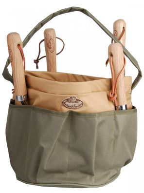 degawo Garten Gerätetasche Werkzeugtasche rund Kanevas grün braun Handgriff