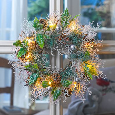 LED-Kranz 33cm Lichtkranz Tischkranz Türkranz Adventskranz Leuchtkranz Dekokranz