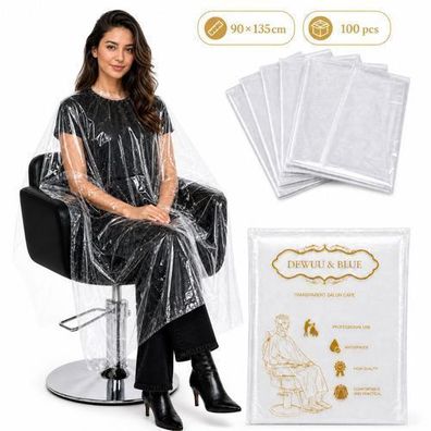 Einweg-Friseurumhänge 100 Stück transparent 90x135 cm für Friseursalon