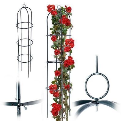 KADAX Gartenobelisk für Blumen, 190 x 40 cm, grün