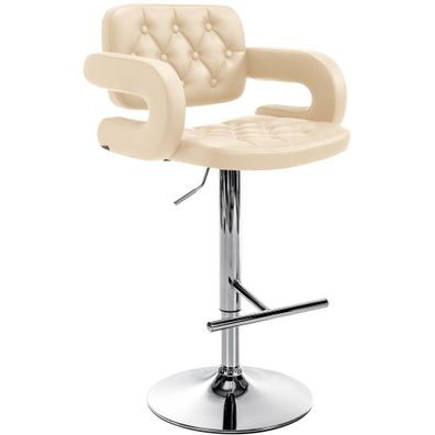 Barhocker Tresenstuhl Armlehne Rückenlehne höhenverstellbar 120 kg creme