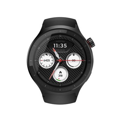 moto watch, Smartwatch schwarz, mit schwarzem Silikon-Armband