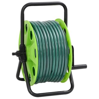 vidaXL Schlauchtrommel Freistehend Grün mit 20 m Schlauch PVC