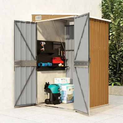 vidaXL Anbauschuppen Braun 118x100x178 cm Verzinkter Stahl